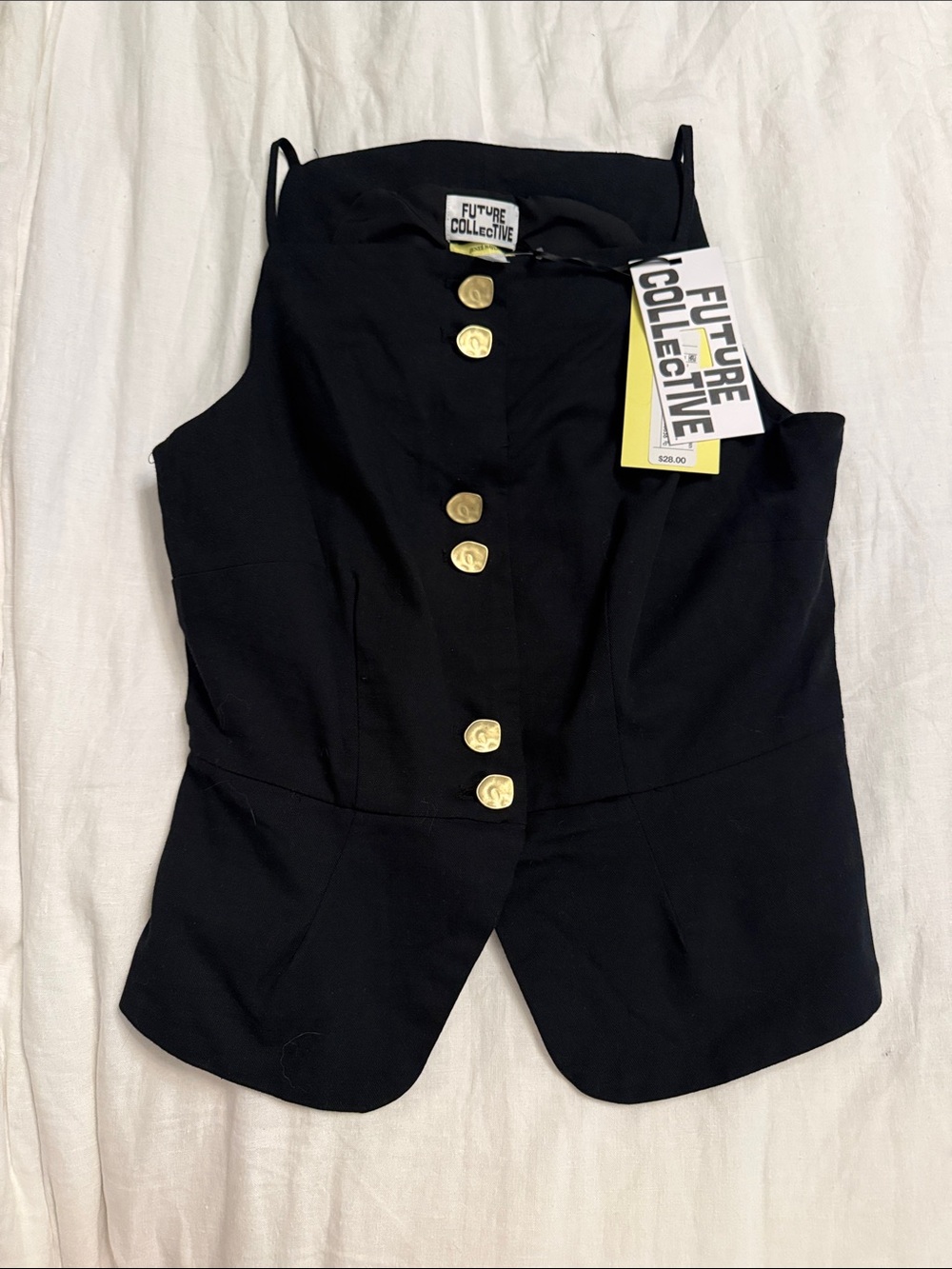 Future Collective Black Button-Front Sleeveless Bustier Top